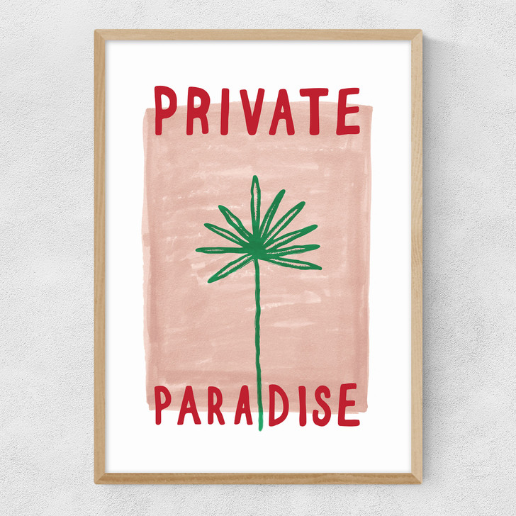 Private Paradise Palm Narrow Oak Frame