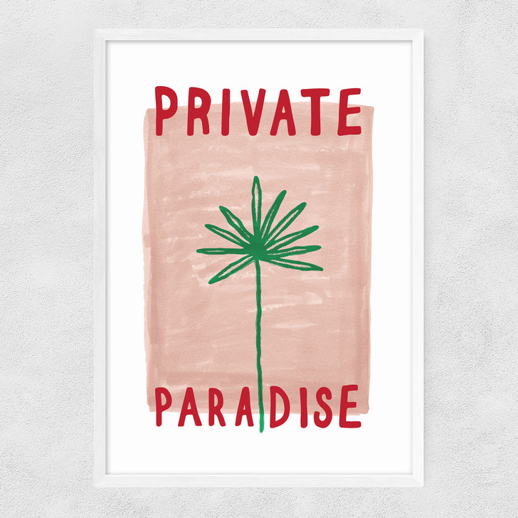 Private Paradise Palm Narrow White Frame
