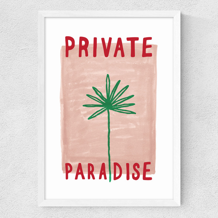 Private Paradise Palm Medium White Frame