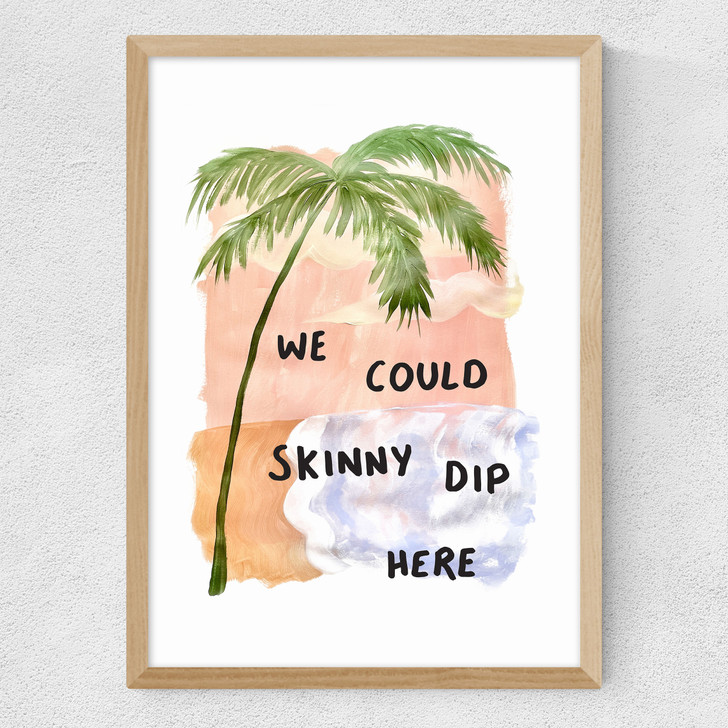 We Could Skinny Dip Here Medium Oak Frame