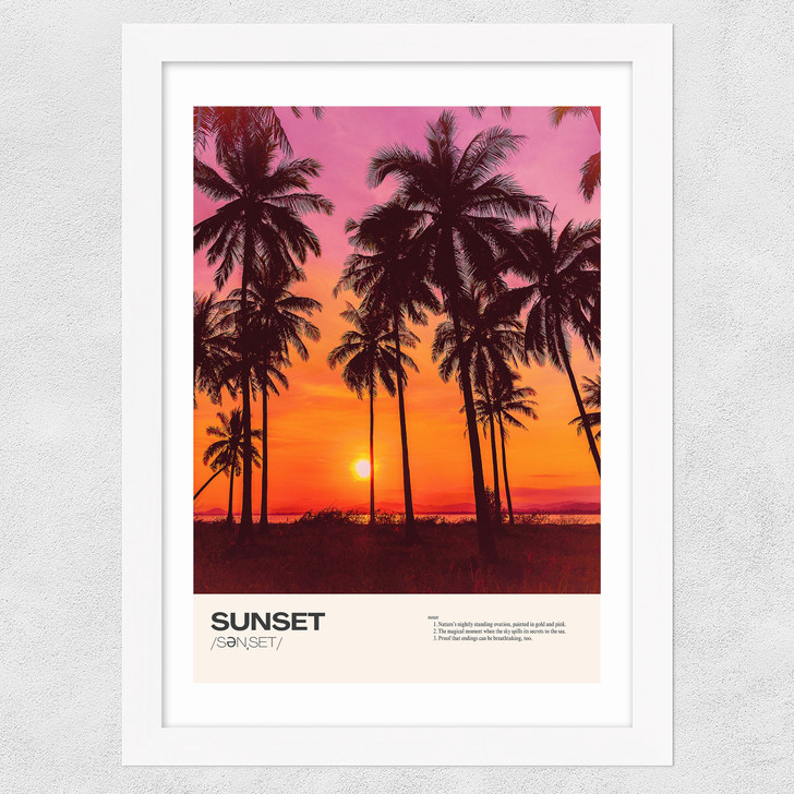 Orange Sunset Wide White Frame