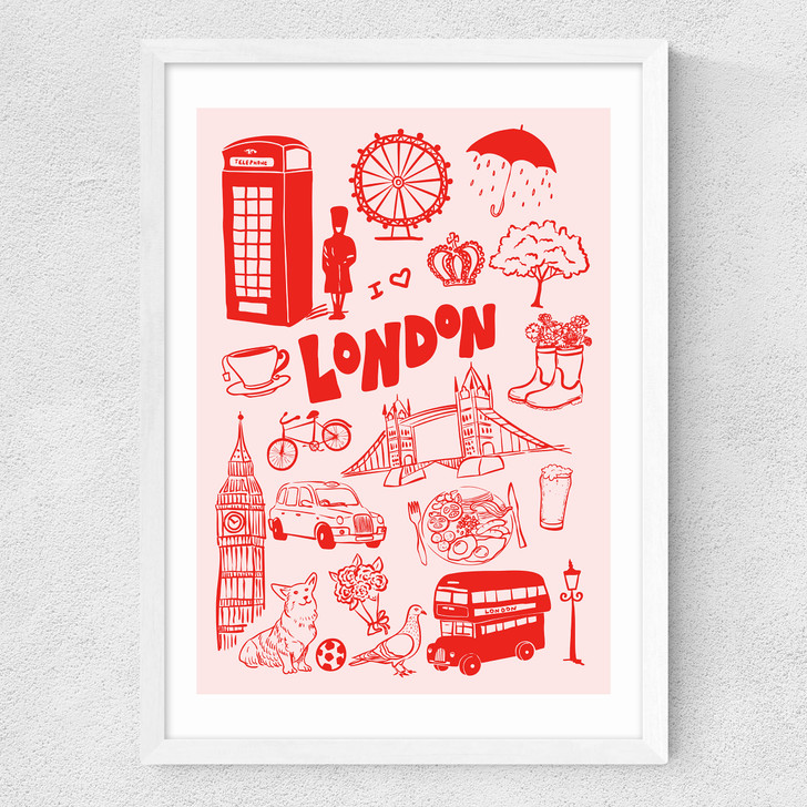 I Love London Medium White Frame