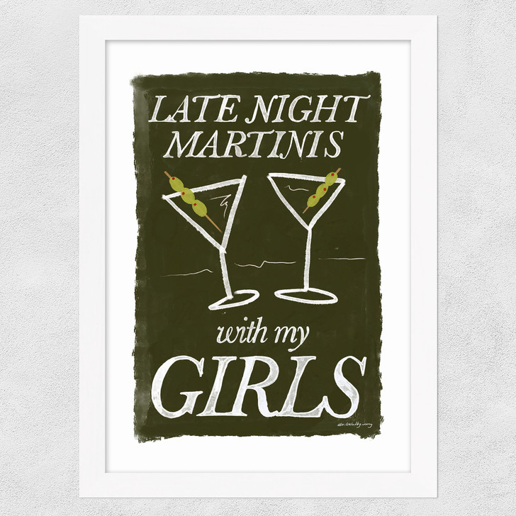 Martini's with My Girls Wide White Frame