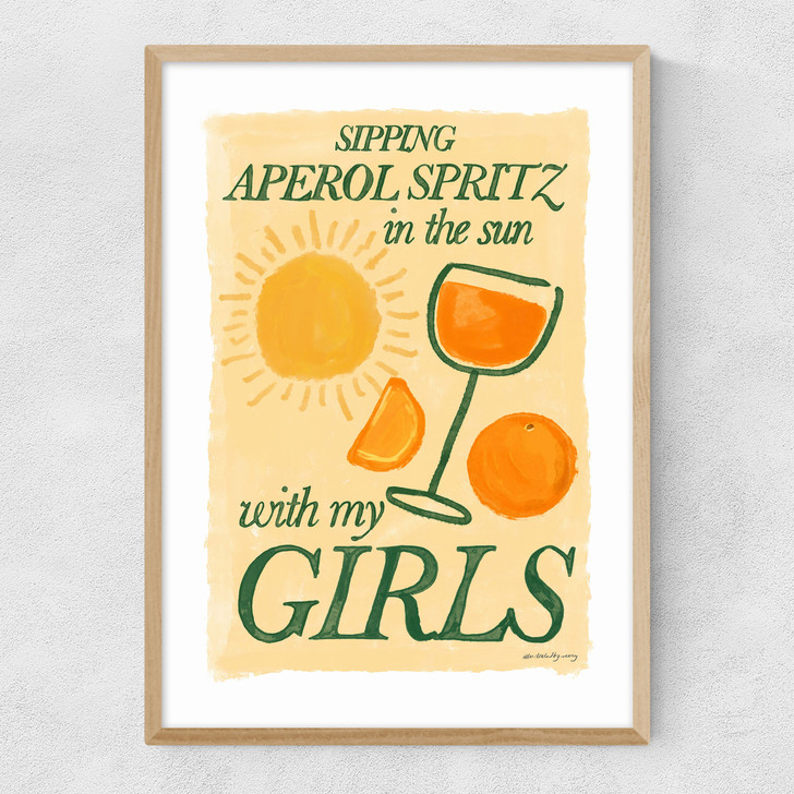 Aperol Spritz with My Girls Narrow Oak Frame