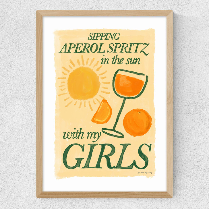 Aperol Spritz with My Girls Medium Oak Frame
