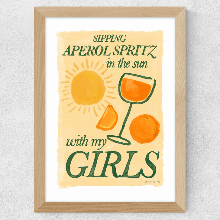 Aperol Spritz with My Girls Wide Oak Frame