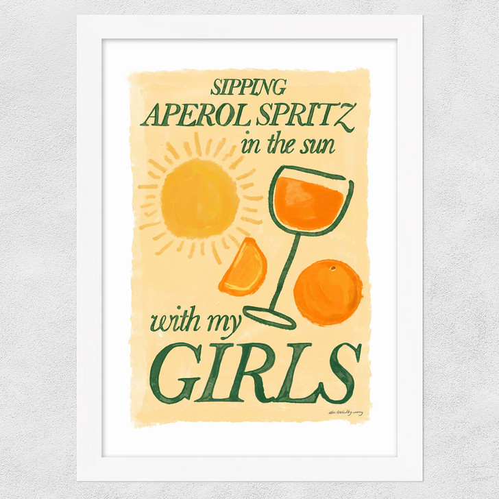 Aperol Spritz with My Girls Wide White Frame
