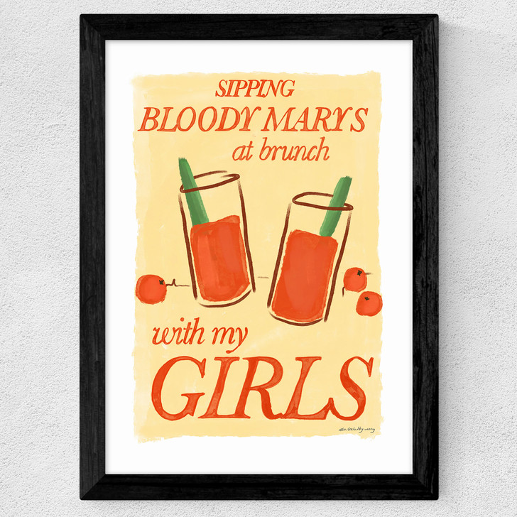 Bloody Mary's at Brunch with My Girls Wide Black Frame