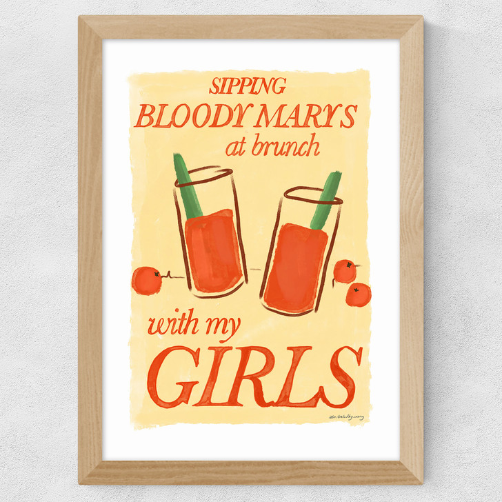 Bloody Mary's at Brunch with My Girls Wide Oak Frame