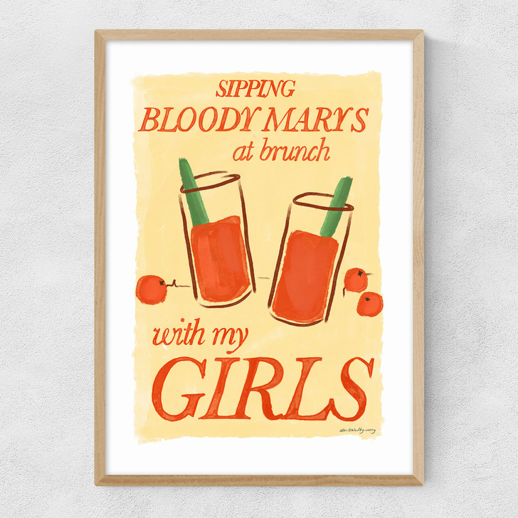 Bloody Mary's at Brunch with My Girls Narrow Oak Frame