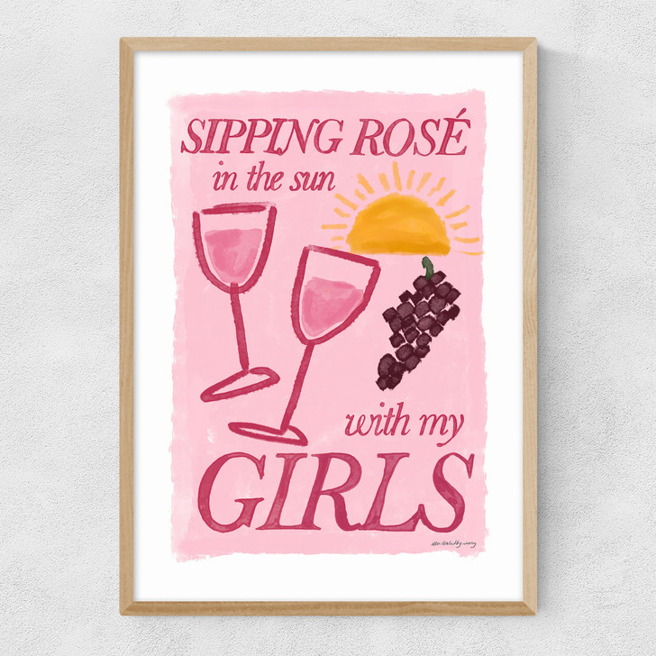 Rose in the Sun with My Girls Narrow Oak Frame