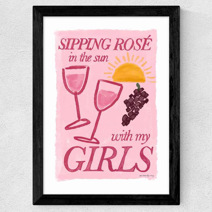 Rose in the Sun with My Girls Wide Black Frame
