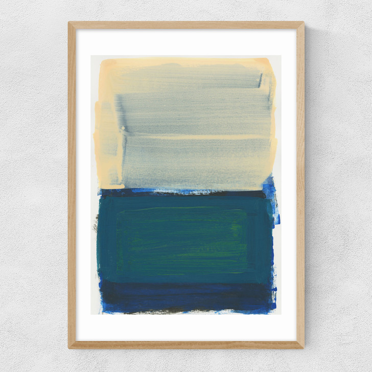 Green Blue Yellow Layers Narrow Oak Frame