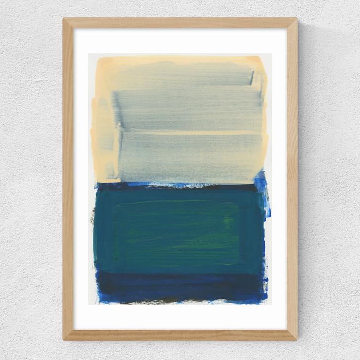 Green Blue Yellow Layers Medium Oak Frame