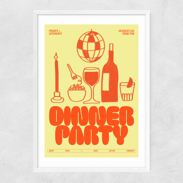 Dinner Party Narrow White Frame