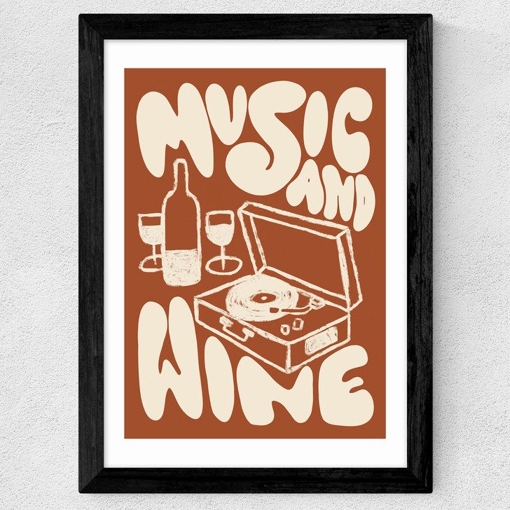 Music & Wine Wide Black Frame