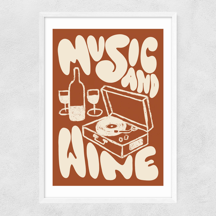 Music & Wine Narrow White Frame
