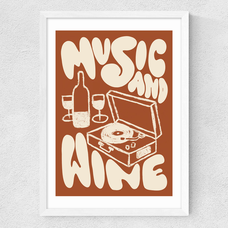Music & Wine Medium White Frame