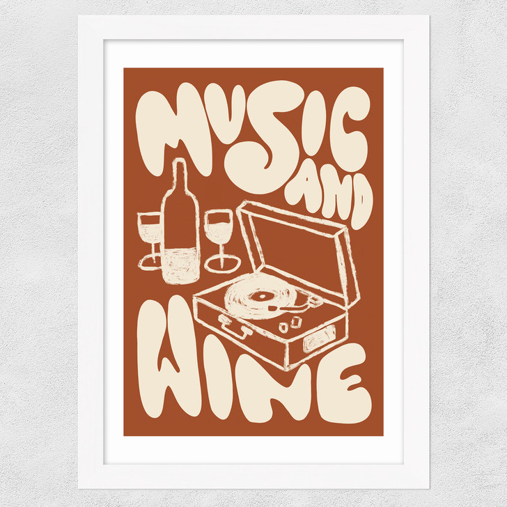 Music & Wine Wide White Frame