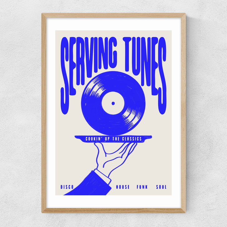 Serving Tunes Narrow Oak Frame