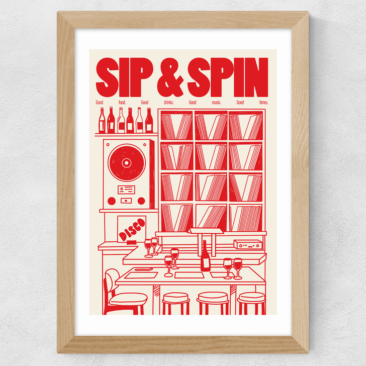 Sip & Spin Wide Oak Frame