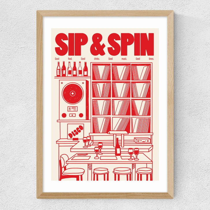 Sip & Spin Medium Oak Frame