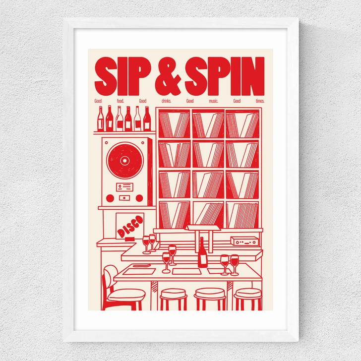 Sip & Spin Medium White Frame