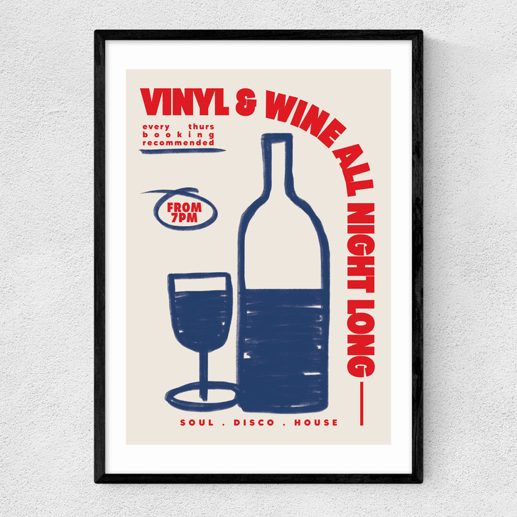 Vinyl & Wine Narrow Black Frame