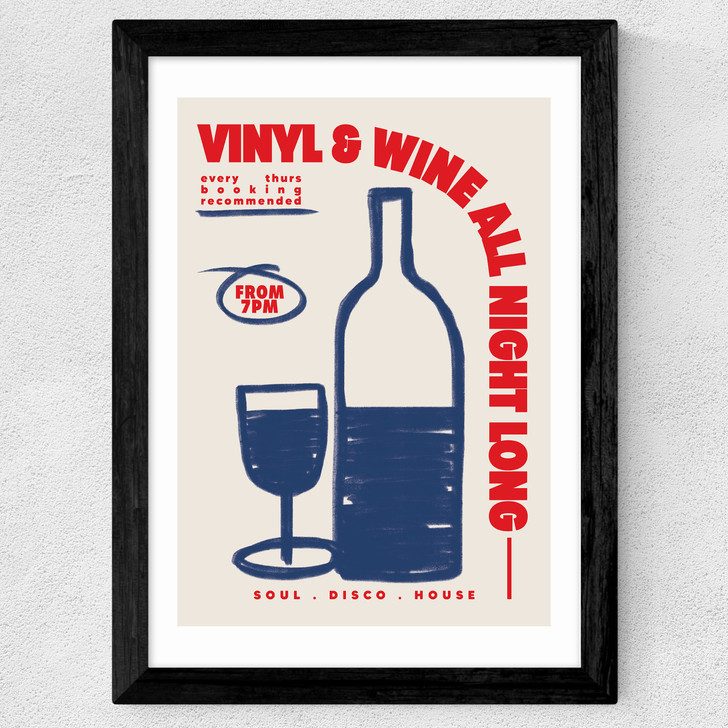Vinyl & Wine Wide Black Frame