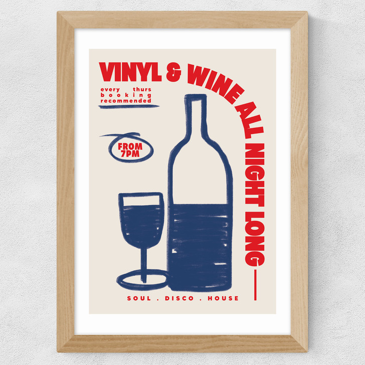 Vinyl & Wine Wide Oak Frame