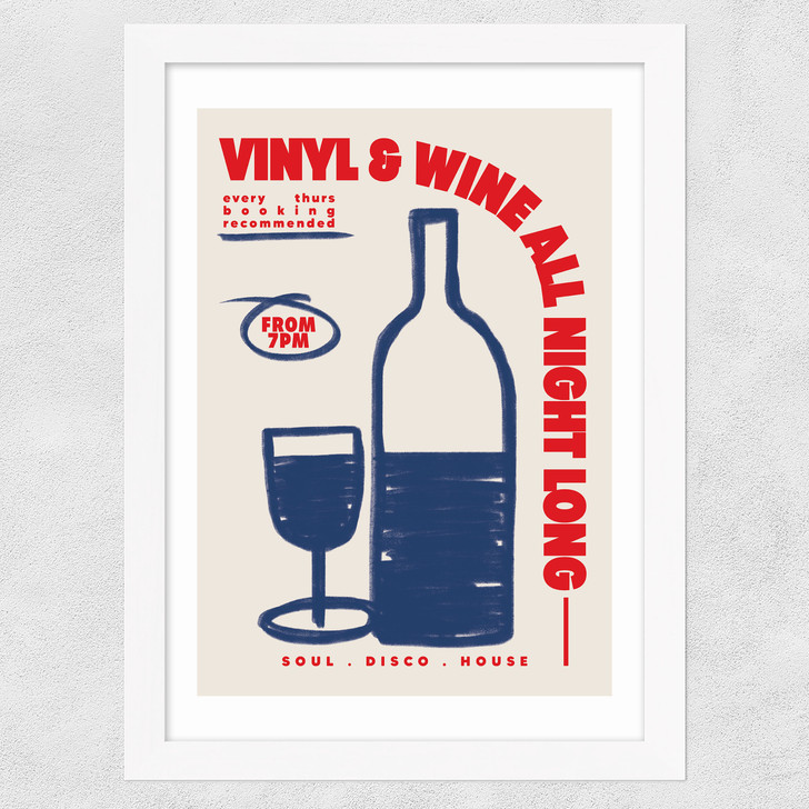 Vinyl & Wine Wide White Frame