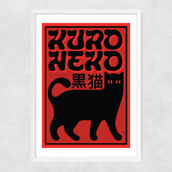 The Lucky Cat Narrow White Frame