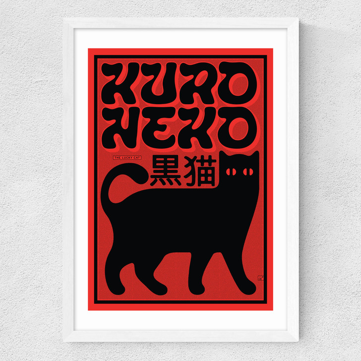 The Lucky Cat Medium White Frame