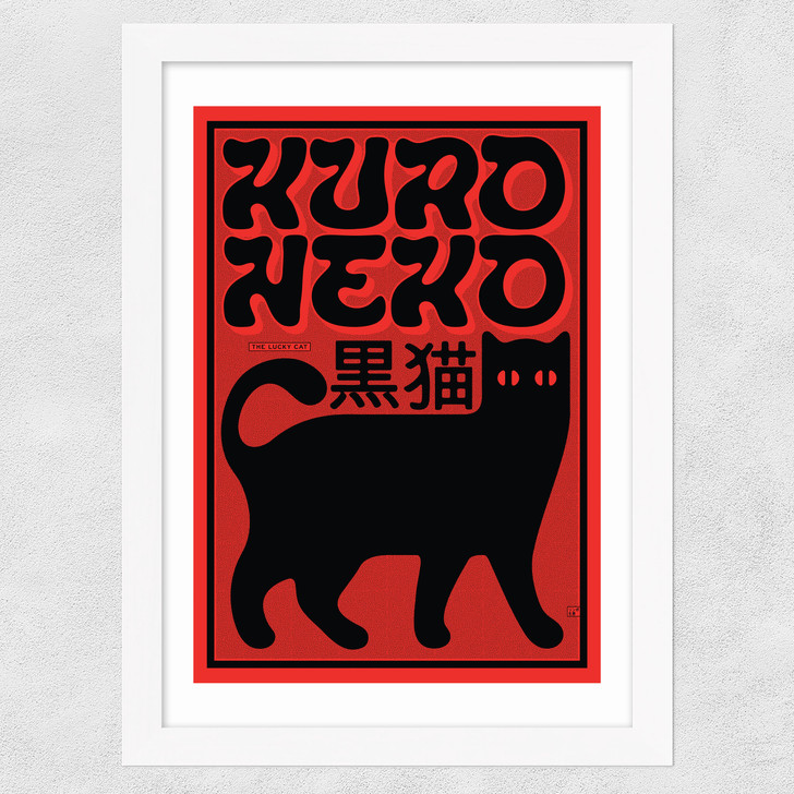 The Lucky Cat Wide White Frame