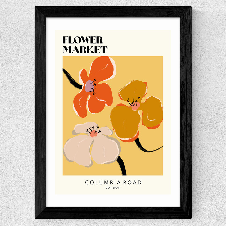 Columbia Road: Warm Blooms Wide Black Frame
