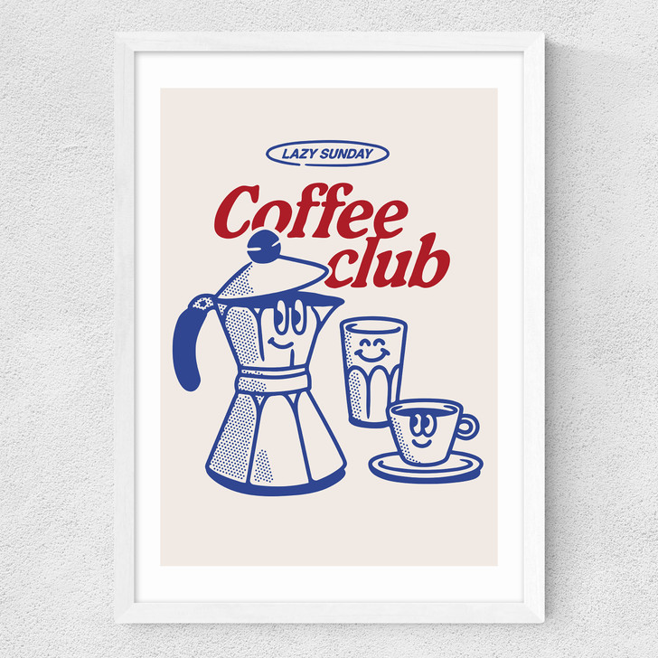 Lazy Sunday Coffee Club Medium White Frame