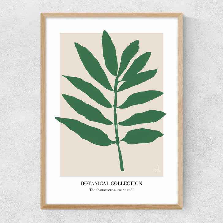 Botanical Collection I (Green) Narrow Oak Frame