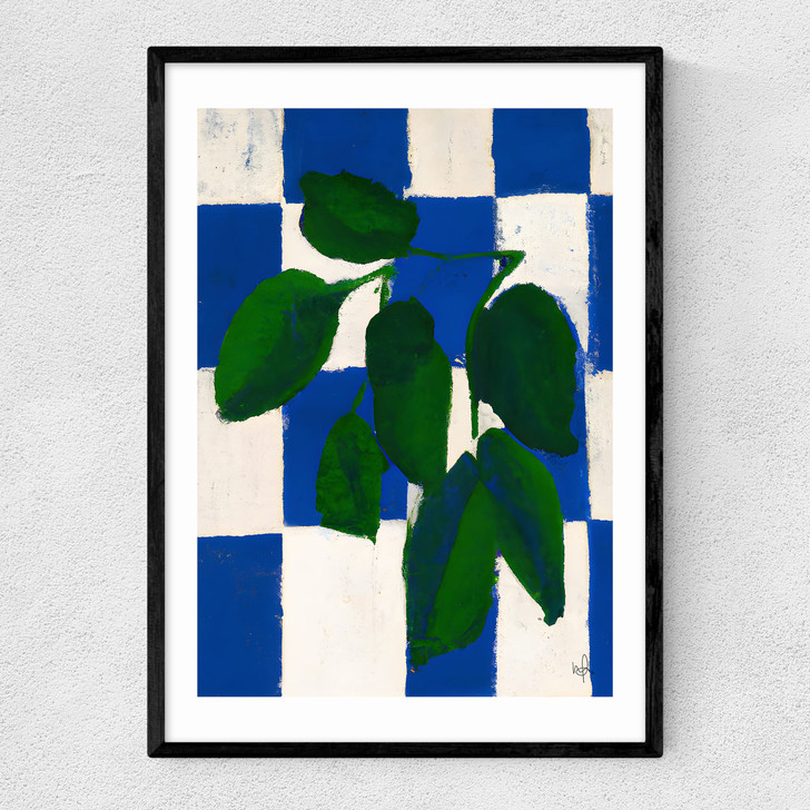 Checkered Greenery Narrow Black Frame
