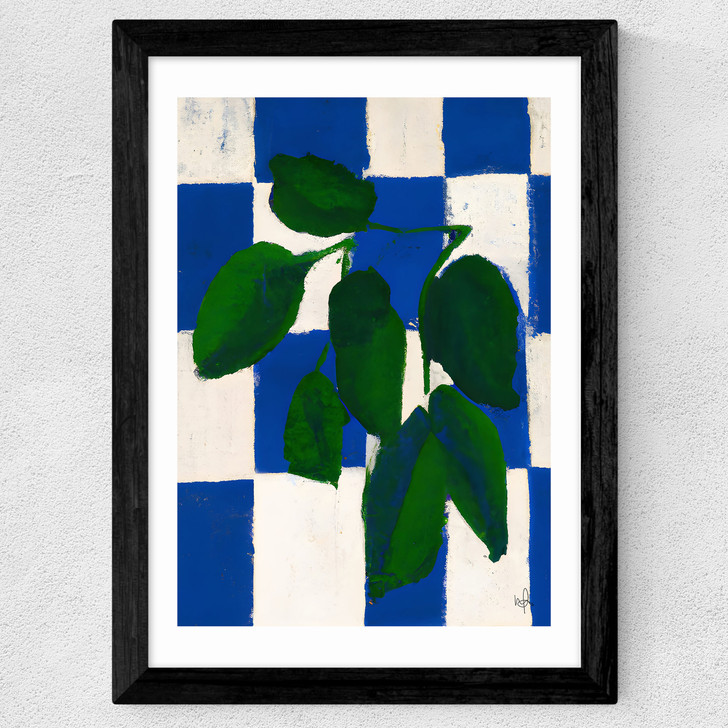 Checkered Greenery Wide Black Frame