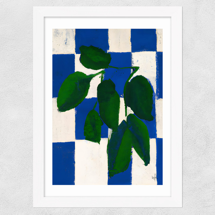 Checkered Greenery Wide White Frame