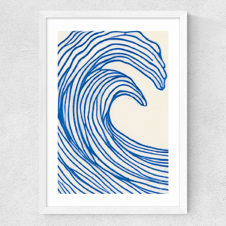 Wavy Lines Medium White Frame