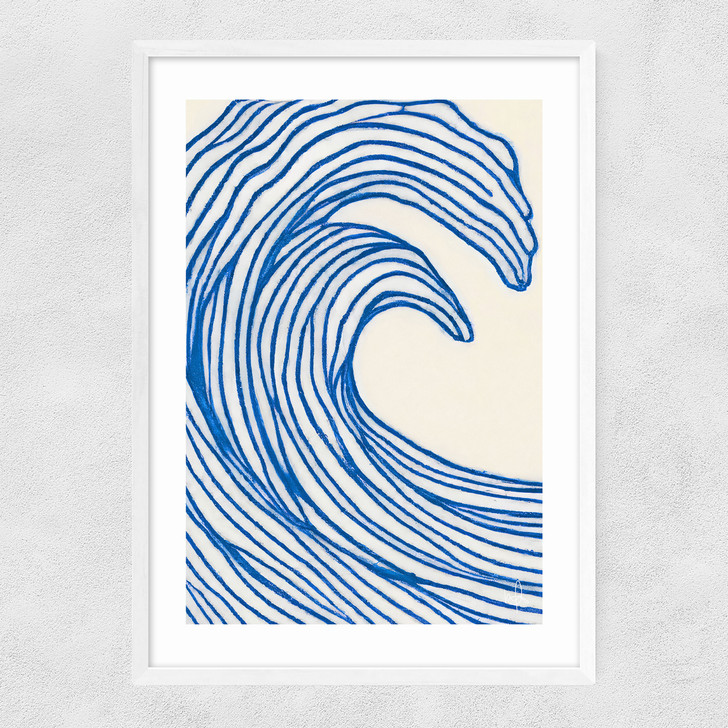 Wavy Lines Narrow White Frame