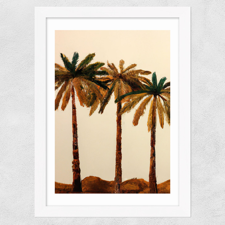 Palm Trio Wide White Frame