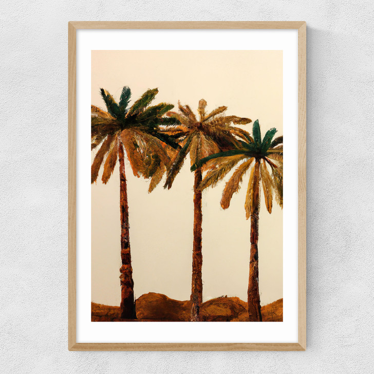 Palm Trio Narrow Oak Frame