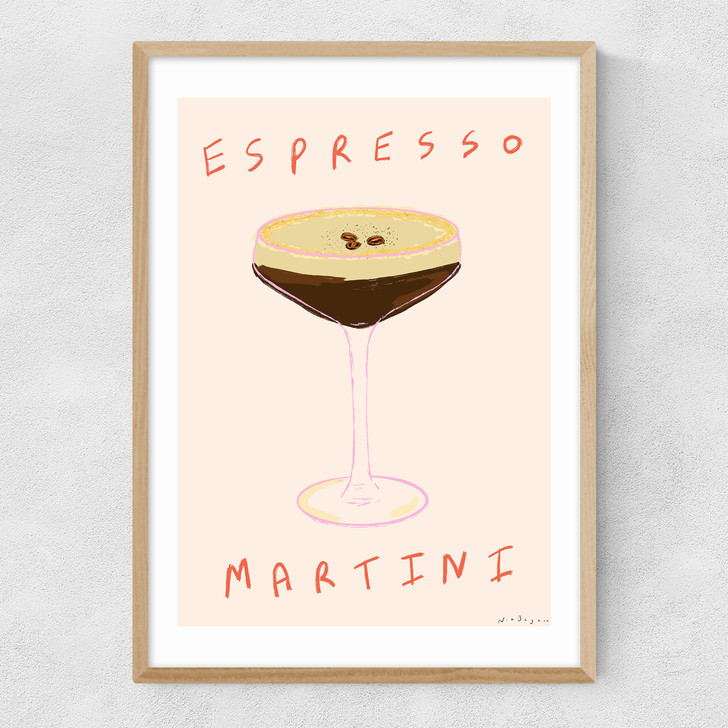 Espresso Martini Time Narrow Oak Frame