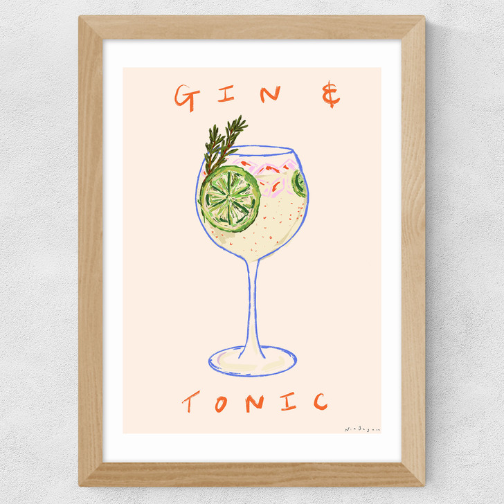 Gin & Tonic Time Wide Oak Frame