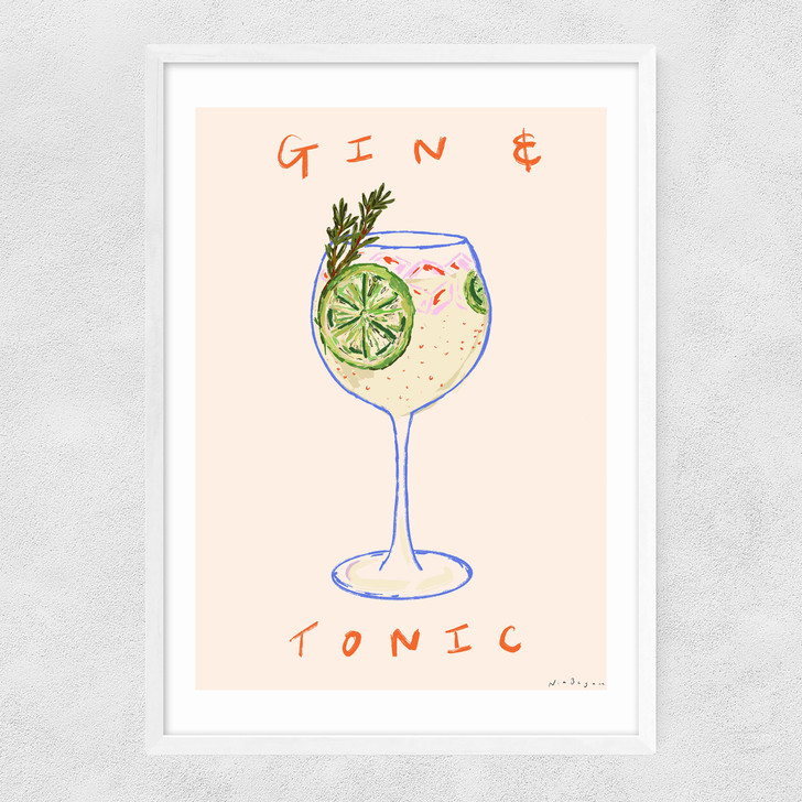Gin & Tonic Time Narrow White Frame