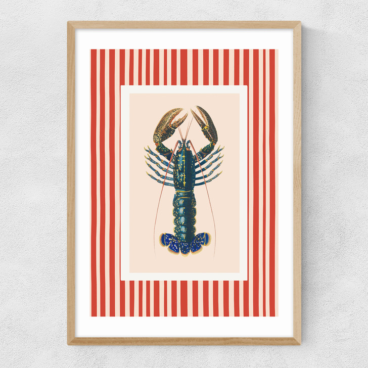 Stripey Lobster Narrow Oak Frame