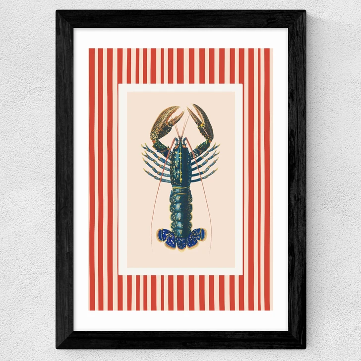 Stripey Lobster Wide Black Frame