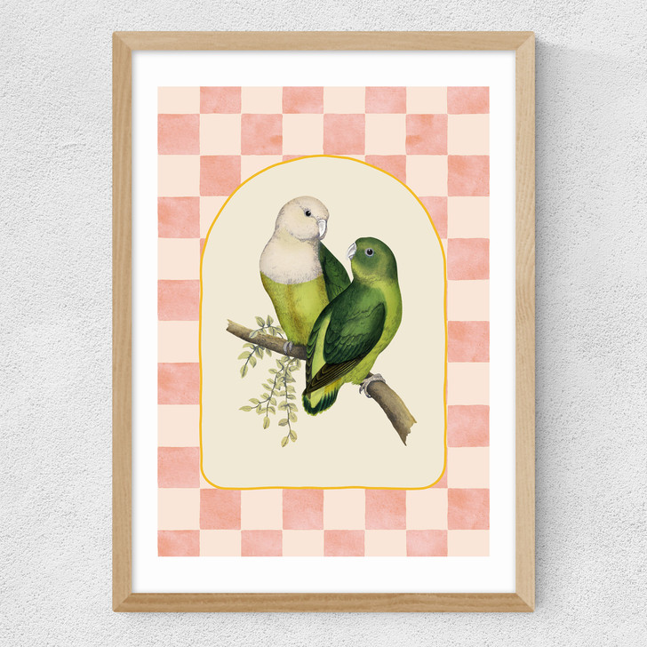 Check Out These Lovebirds Medium Oak Frame